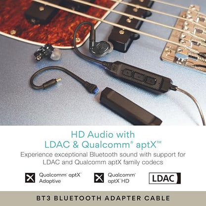 MEE audio M6 PRO Musicians' In-Ear Monitors Wired + Wireless Combo Pack: Includes IEMs, 2 Audio Cables and BT3 Hi-Res Bluetooth Audio Adapter w/aptX, LDAC, Auracast Support, & Built-In Headset (Black) - color: Black, style: IEMs + Bluetooth Adapter