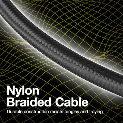BoxWave Cable Compatible with hohem iSteady X3 SE - DirectSync PD Cable (10ft) - USB-C to USB-C (100W), Long Type C Braided Nylon Alloy Fast Charge - Jet Black