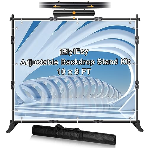 Backdrop Banner Stand, 10x8FT Heavy Duty Adjustable Step and Repeat Stand - size: 10*8 FT