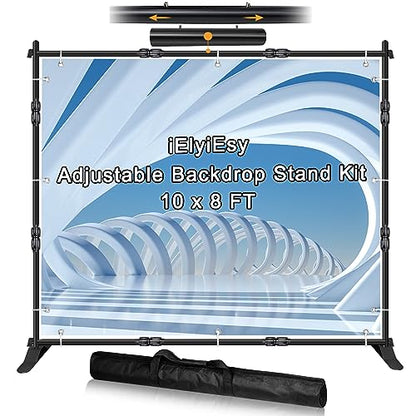 Backdrop Banner Stand, 10x8FT Heavy Duty Adjustable Step and Repeat Stand - size: 10*8 FT