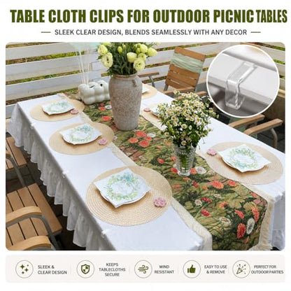 24 Pcs Clear Tablecloth Clips for Indoor Outdoor Tables, Windproof Plastic Table Cloth Holder Clips for Dining Tables, Transparent Picnic Table Cover Clip Clamps for Securing Tablecloths Small - size: Small