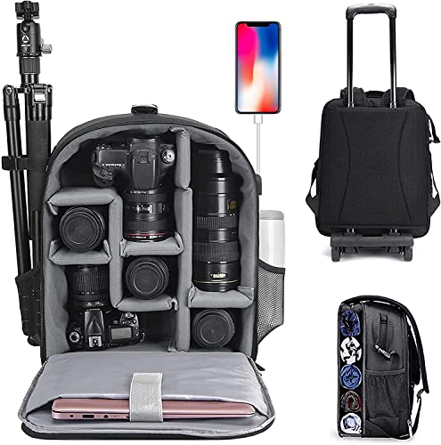 CADeN Camera Backpack Bag Professional for DSLR/SLR Mirrorless Camera Waterproof, Camera Case Compatible for Sony Canon Nikon Camera and Lens Tripod Accessories (Large, 5.0 Black) - color: Black, style: 5.0 Large
