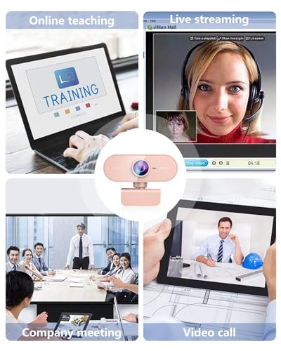 Webcam for PC&1080P HD Web Cam,Webcam with Microphone,Stand for PC/MAC/Laptop/Desktop,Wide Angle Web Cameras for YouTube,Skype,Zoom,Xbox One,Video Calling,Studying Pink - color: Pink -PC, style: 1080p webcam