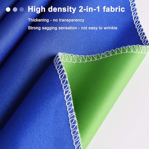 EMART Green and Blue 2-in-1 Photo Backdrop Curtain, 6 x 9 ft Photography Green Screen Background Fabric Cloth and Blue Back Drops Pack for Photoshoot Zoom Meeting Chromakey Party Birthday - color: Green&Blue, size: 6 x 9 Ft