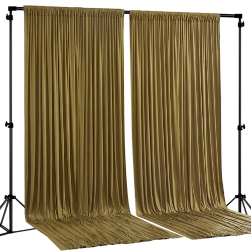 Gold Brown Backdrop Curtains-Wrinkle-Free Polyester Photography Drapes Party Curtain Background for Baby Shower Wedding Decorations- 8 X10FT (Brown) - color: Brown, size: W4' x H10'(2 panels)