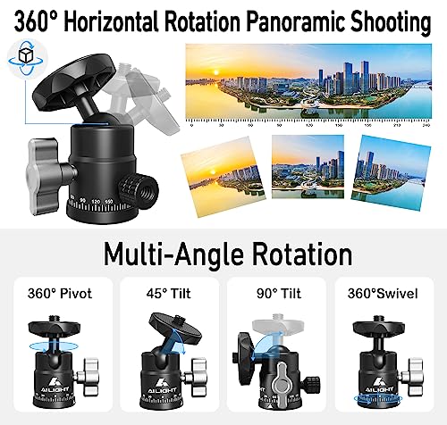 Ailight Mini Ball Head, 360° Panoramic Tripod Head, Universal 1/4" to 3/8" Screw Adapter Swivel Mini Ball Head Screw Tripod Mount, Dual Cold Shoe Mount for DSLR Cameras Camcorder（2 Pack - size: 2 pack