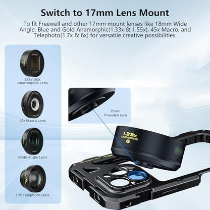 Freewell Genius Rig Cage for iPhone 16 Pro Max - Tool-Free Setup, Multifunctional Tripod and Monopod Handles, Bluetooth Remote - style: 16 Pro Max