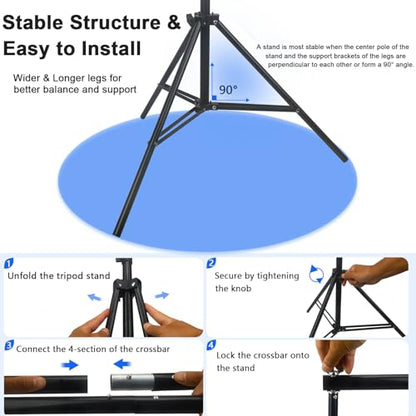 10ft Adjustable Photo Backdrop Stand Kit with Carry Bag & Clamps - Portable Background Support System for Studio, Wedding, Party Photography
