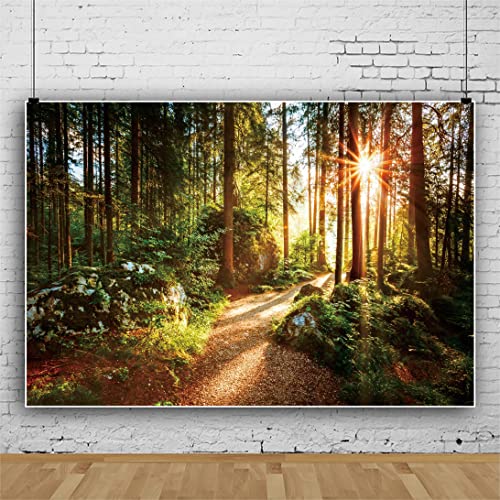 Yeele 10x8ft Jungle Forest Backdrop Natural Spring Scenery Sunshine Green Mountain Trees Background Outdoor Picnic Hiking Camping Picture Photoshoot Wedding Photography Background Photobooth Props