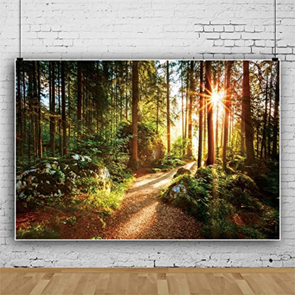 Yeele 10x8ft Jungle Forest Backdrop Natural Spring Scenery Sunshine Green Mountain Trees Background Outdoor Picnic Hiking Camping Picture Photoshoot Wedding Photography Background Photobooth Props