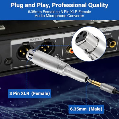 1/4" Female TRS to XLR Adapter 2 Pack - 6.35mm 1/4" TRS to XLR Connector - color: TRS 6.35mm Female to XLR Female, size: 2 Pack