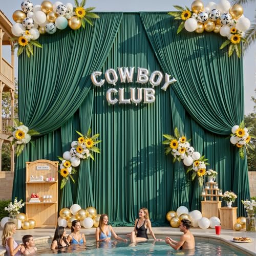 20ft x 15ft Hunter Green Backdrop Curtain for Wedding Party 4 Panels 5x15ft Wrinkle Free Silky Polyester Backdrop Drapes Fabric for Birthday Baby Shower Graduation Photography Stage Background Decor - color: Hunter Green, size: 20ft x 15ft (W5' x H15', 4p
