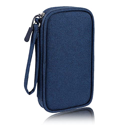 Electronics Organizer Bag Pouch Cable Charger Case Travel Shockproof Cord Carrying Case for Earphone Powerbank USB Hard Drive SD Card (Navy) - color: Navy