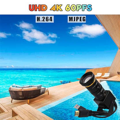 SVPRO HDMI USB Camera 4K 60fps USB3.0 Streaming Webcam with Zoom 5-50mm Telephoto Lens,10X Optical Zoom Industrial Microscope Camera H.264 Video Camera for Computer,Raspberry Pi,Monitor - color: Camera with 5-50mm Lens