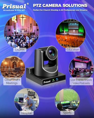 Prisual NDI PTZ Camera Gen 5 AI Auto Tracking, 30X Optical Zoom | 3G-SDI USB LAN PoE HDMI PTZ Camera for Church Broadcast Education Events (Official NDI 6 & NDI HX3 Certified) TEM-30N PRO - color: Titanium Gray