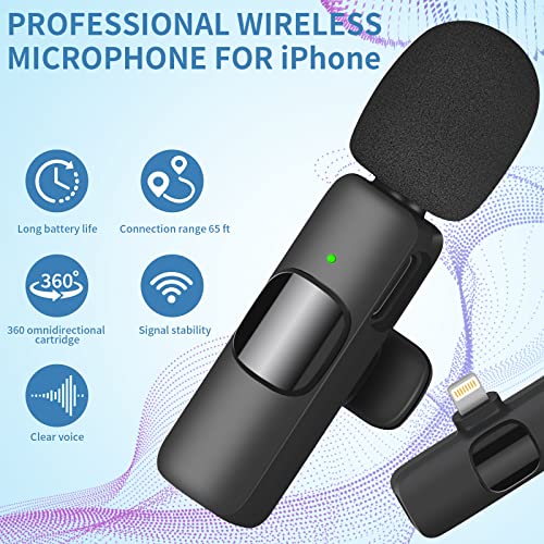 IIQ Wireless Lavalier Microphone for iPhone, Mini Professional Wireless Clip Mic, Tiny Lapel Mic for Video Interview, Podcast, Facebook, YouTube