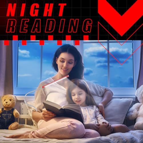Tujoe 2 Pieces USB LED Light for Laptop Keyboard Gooseneck Light Computer Lamp Flexible Stick Dimmable LED Lamp Touch Switch for Reading Book(Black, Red) - color: Black, Red