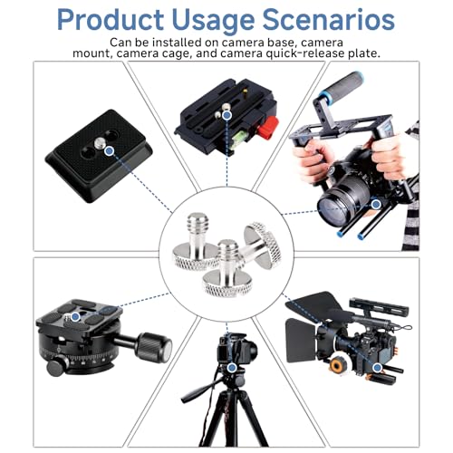 1/4"-20 Camera Screw Set, 16-Pack Stainless Steel Tripod Mount Screw, for Camera Cage, Tripod, Monopod, Quick Release Plate, Photography & Projector Mount Equipment