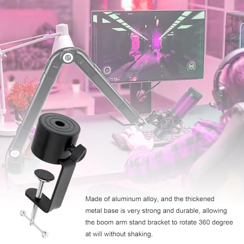 Microphone Stand Table Clamp for Microphone Suspension Boom Scissor Arm Stand Holer, 1/2" Thread Hole Cantilever Bracket Clamp Desk Lamp Clip Fittings Base DIY for Radio Studio Podcast (2)