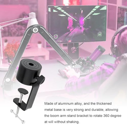 Microphone Stand Table Clamp for Microphone Suspension Boom Scissor Arm Stand Holer, 1/2" Thread Hole Cantilever Bracket Clamp Desk Lamp Clip Fittings Base DIY for Radio Studio Podcast (2)