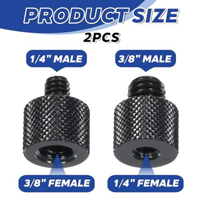 Xthrotsenk 2pcs 1/4 to 3/8 & 3/8 to 1/4 Camera Tripod Adapter Tripod Screw Adapter 1/4 Male to 3/8 Female and 3/8 Male to 1/4 Female Adapters Set for Camera Monitor Tripods Microphone Mic Stand Mount