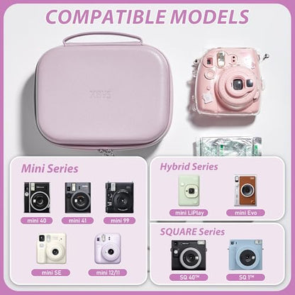 Hard Storage Case Compatible with Fujifilm Instax Mini 12/11/90/SQ1/SQ40/EVO Instant Camera, Holds Fuji Film & Accessories with 3 Dividers,Ideal for Home & Travel (Purple) - color: Purple