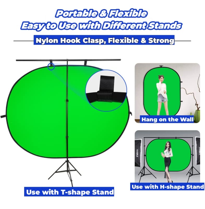 Blue Green Screen Backdrop Double Sided Collapsible Greenscreen Backdrop with Carrying Bag,Portable Pop Up Green Screen Background for Streaming Webcam, Blue & Green 59.1 * 78.7" - size: 59.1*78.7"(No stand)