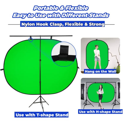Blue Green Screen Backdrop Double Sided Collapsible Greenscreen Backdrop with Carrying Bag,Portable Pop Up Green Screen Background for Streaming Webcam, Blue & Green 59.1 * 78.7" - size: 59.1*78.7"(No stand)