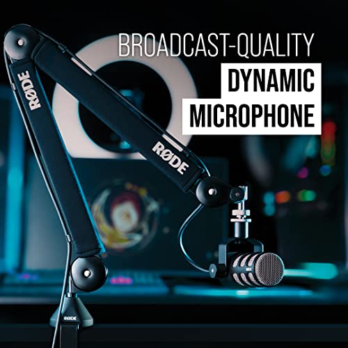 RØDE PodMic Cardioid Dynamic Broadcast Microphone — XLR Output, Requires Audio Interface (RØDECaster, AI-1, or similar). For USB Plug-and-Play, see PodMic USB. | Broadcast-Grade Dynamic Cardioid Xlr Mic, Built-in Pop Filter, Shockmount, Swing Mount, Requi