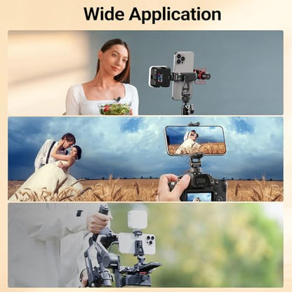NEEWER GA010 Phone Tripod Mount, 65–90mm Adjustable Phone Clamp Holder with 1/4" Thread, 180° Tilt, 360° Swivel, Cold Shoe Accessories Compatible with iPhone 17 Pro Max Samsung S26 Ultra & More