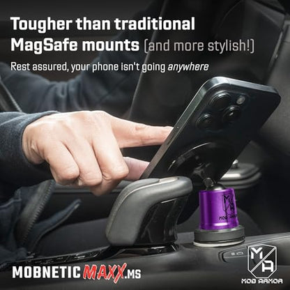 Mob Armor MobNetic Maxx MS - MagSafe Compatible Car Phone Mount w/ 90º Tilt, 360º Rotation & Durable Aluminum Build, Magnetic Holder for iPhone & Android Devices, USA Assembled - Purple Chrome - color: Purple Chrome