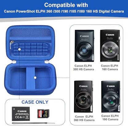 RAIALL Carrying Case for Canon PowerShot ELPH 360 HS A/IXY 650/ Canon IXUS 285 HS/Sony DSCW830/ CAMKORY/VAHOIALD Digital Camera, Vlogging Camera Travel Bag, Mesh Pocket for Batteries, Blue - color: Blue
