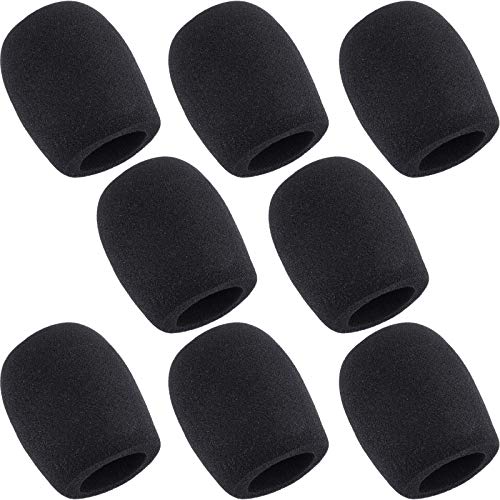 8 Pack Microphone Cover, ChromLives Mic Windscreen Foam Cover, Handheld Sponge Wind Foam for Most Standard Microphones, Black - color: 8 Pack