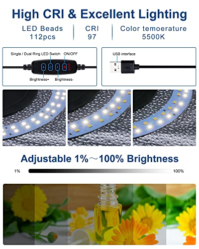 PULUZ 12''×12'' Portable Photography Light Box,Dimmable Photo Studio Light Box with 120 High CRI LED Lights & 6 PVC Backdrops & 3 Reflection Boards for Small Items Product Photography - size: 12 Inch