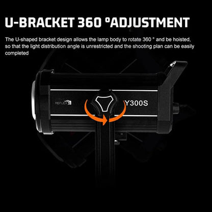 Reflex Camera Professional 300W Dimmable Bi-Color Bowens LED COB Studio Light 3200K-5600K Adjustable, Portable, Warm to Daylight Adjustment, U Bracket with 360 Degree Movement Continuous Light