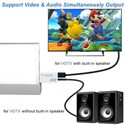Herfair Wii to HDMI Adapter, 1080P Wii HDMI Adapter, Wii2HDMI Converter for Nintendo Wii/Wii U, Supports All Display Modes with 3.5mm Audio Jack Connector to HDTV Smart TV
