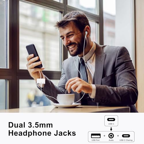 USB C to USB Adapter with 3.5mm Headphone Jack and 60W PD Fast Charging, OTG Cable Adapter, Type C to Audio Splitter for i-Phone 17/16/15 Sam-sung Galaxy S25/S24/S23 Ultra S21/S20 i-Pad Pro Laptops