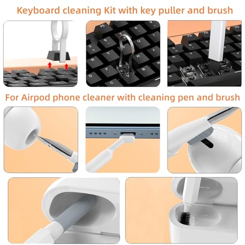 Laptop Phone Screen Cleaner Kit, Computer Keyboard Cleaning Kit, 20 in 1 Electronic Cleaning Kit with Brush and Spray Bottle for Airpods, Earbud, iPad, iPhone, Camera, Computer Cleaner (White) - color: White
