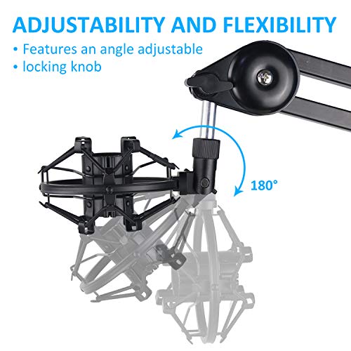 SUNMON Q2U USB/XLR Microphone Shock Mount Holder for Reduces Vibration and Noise, Suitable for Samson Q2U USB/XLR Dynamic Mic - color: Shock Mount