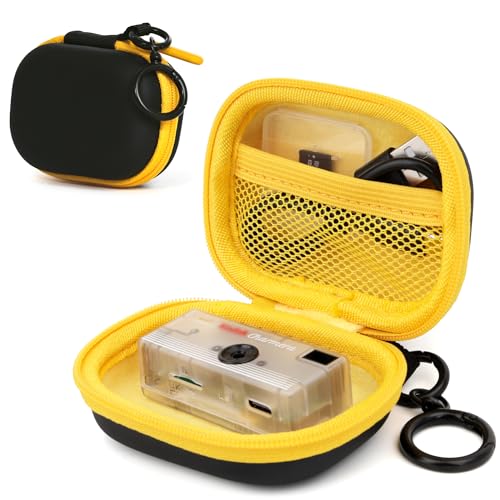 Small Hard Carrying Case for Kodak CHARMERA Keychain Digital Camera, Waterproof Protective Storage Pouch for Mini Keychain Camera Accessories, with Mesh Pocket & Sturdy Metal Hook (Black)