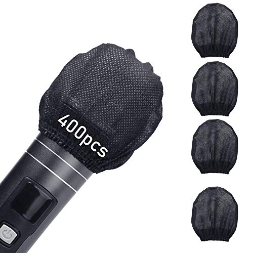Microphone Cover 400pcs (200 pairs) Microphone Covers Disposable Individually Wrapped Mic Cover For Sanitary Mic Covers Disposable For Mic Microphone Windscreen & Pop Filters Black (400 pack-Black) - color: 400 pack-Black