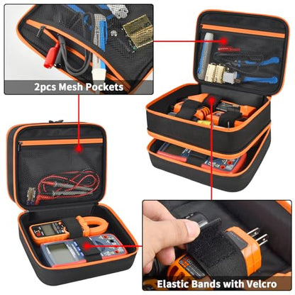 Electrical Tester Case Bag for Klein Tools ET310/RT250 | Nylon, Mesh, Adjustable Strap, Cotton Padding & Soft Lining, Organized Storage, Secure Foldable Lid & Sturdy Zipper - Black - color: Black