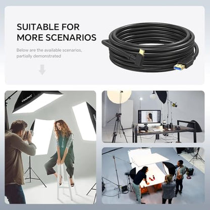 16ft USB-A to USB-C High-Speed Data Transfer Cable with Dual Magnetic Rings – Camera Connection Cable with Signal Boosting, Compatible with Hard Drives, Canon, Sony, Fujifilm, Nikon DSLR Cameras - color: L-Shaped, size: 16ft