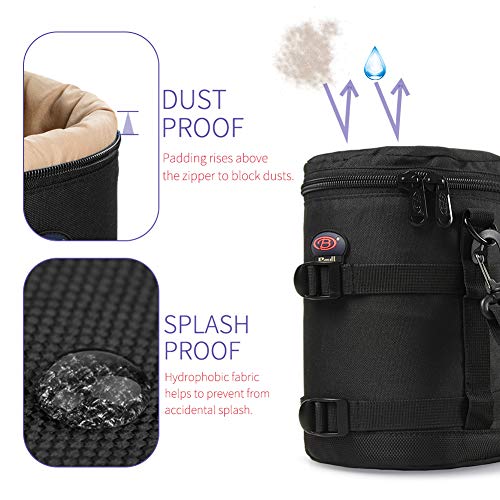 Camera Lens Case DSLR Camera Lens Bag Fits for Canon Nikon Pentax Sony Olympus Panasonic and Other Camera Lens - size: BL-0006