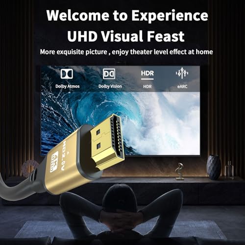 40FT Long HDMI Cable 4K@60Hz, High Speed 4K HDMI Cable with Gold Plated Connectors, Gold Aluminum Housing, for Projector, Home Theater, Classroom, Church, Large Room, AV Cabinet Setup. - size: 40FT