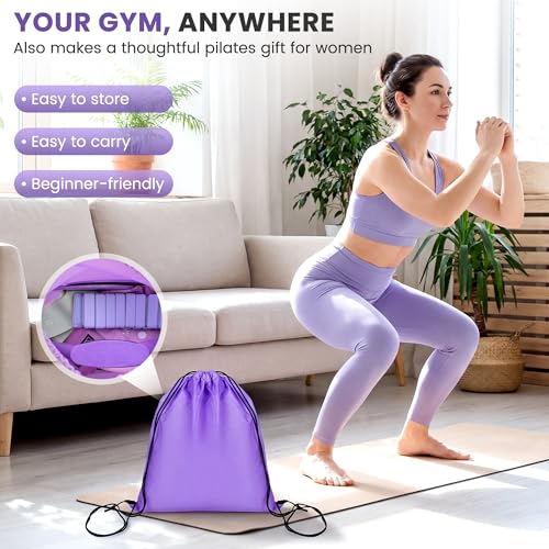 Pilates Kit for Women, 18-Piece Home Pilates Equipment Set with 14" Pilates Ring, Mini Ball, Ankle & Wrist Weights, 8 Resistance Bands, Sliders & Grip Socks