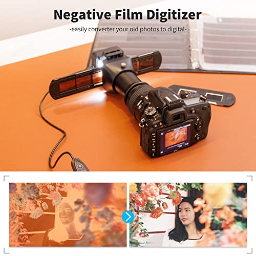 JJC Photo Slide and Film Digitizer Converter with 10-Levels Brightness LED Backlight for 35mm Slide and Negatives Copying Scanning to Digital for Select Canon Nikon Sony Macro Lenses - size: Negative Digitizer with LED Light