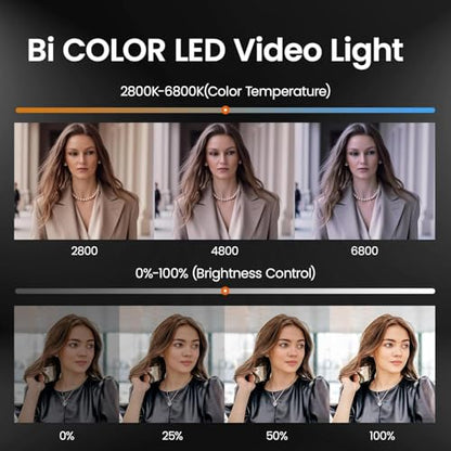 Walking Way Led 100W Video Camera Light Kit, 2800K-6800K Bi-Color Continuous Output Lighting for Photography, Cob Camera Lights with LED Screen 3 Powering, for Film Making, Photography Studio, Black - color: Black