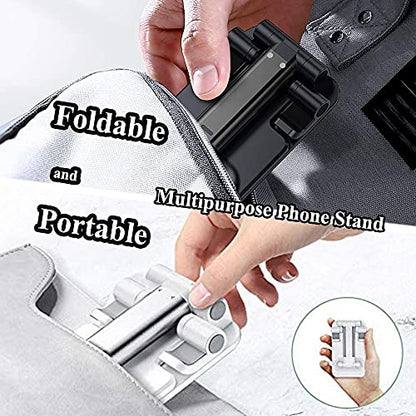 Meetuo 2 Pcs Cell Phone Stand for Desk, Adjustable & Foldable Phone Holder | Adjustable Angle Height, Fully Foldable&Portable, Compatible with iPhone 17/16/15/14/13/12/Smartphones - color: Black+White
