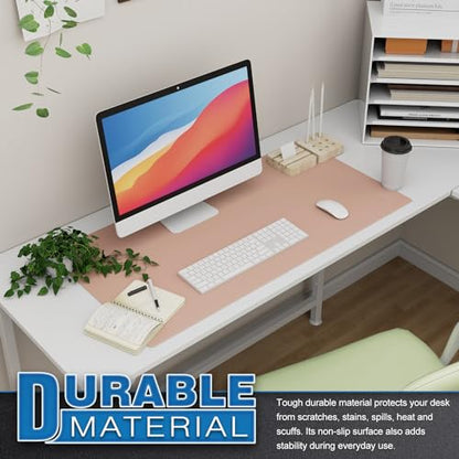 K KNODEL Large Office Leather Desk Mat, Mouse and Keyboard Pad, Computer and Laptop Mat, Desktop Protector and Cover, Writing Pad and Blotter (31.5"x15.7", Pink) - color: Pink, size: 31.5" x 15.7"